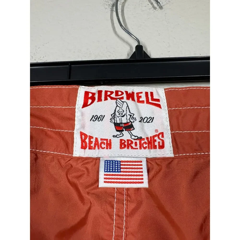 Birdwell Womens 2 Beach Britches Board Shorts Swimwear Burnt Orange Nylon USA